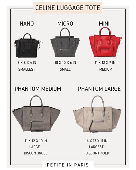 celine paris size chart|celeine luggage tote review.